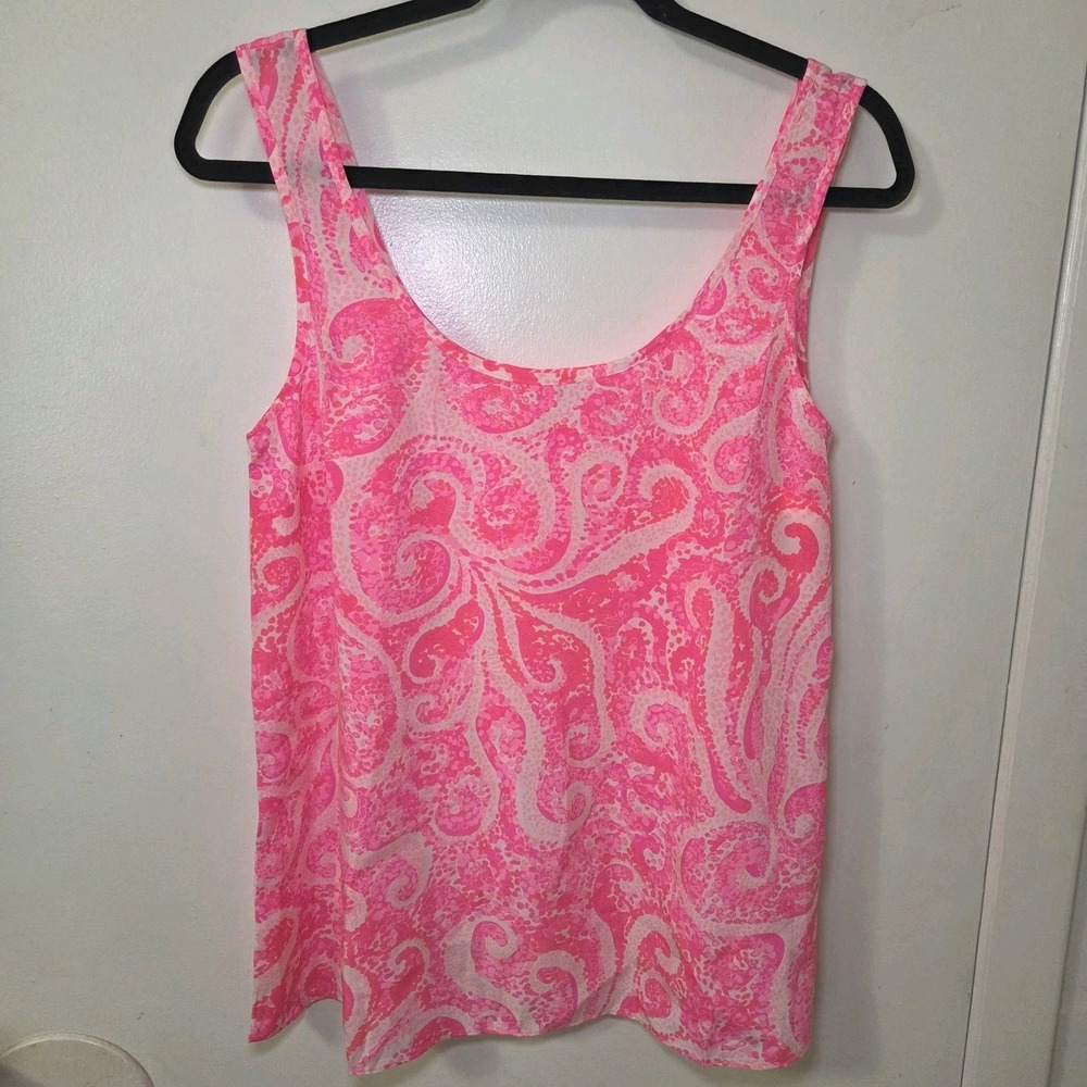 Lilly Pulitzer Silk Tank Top Womens S‎ Pink Paisley Sleeveless Blouse Resort